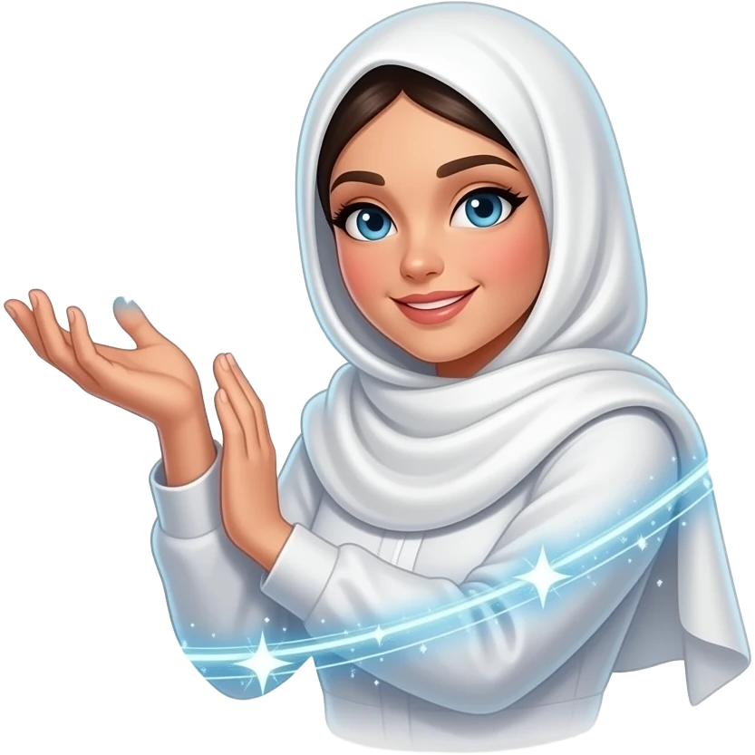 A beautiful woman in a pearl-white satin hijab flying her left around a glowing Patreon logo made of crystalline light. Swirling trails of celestial energy and stardust surround her hands, a emerald text: 'What do they get in?'. Isolated on white, soft pastel colors, 3D icon style, ultra-detailed emoji