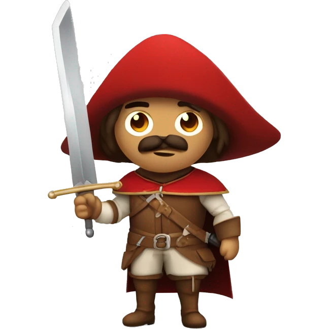 canela musketeer with red shoulder medieval cape and sword emoji