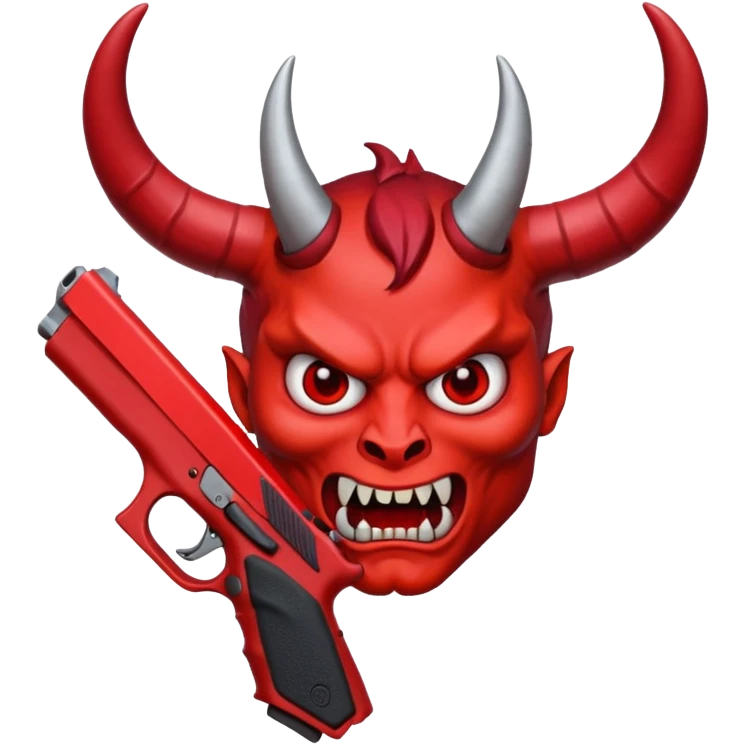 Emoji de cara de demonio agarrando una glock 18 emoji
