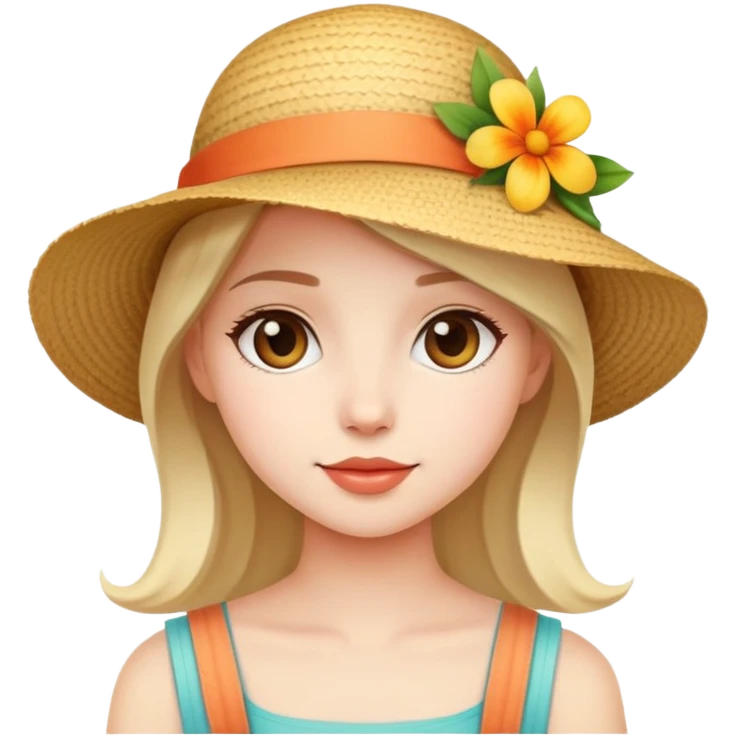 cute girl with summer hat emoji