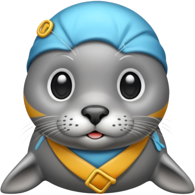cute dump seal, tilt head emoji