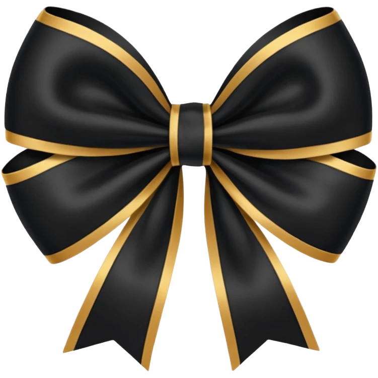 Black bow with golden outer line emoji