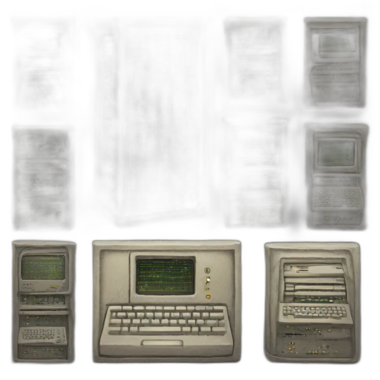 An ancient computer with glitches emoji