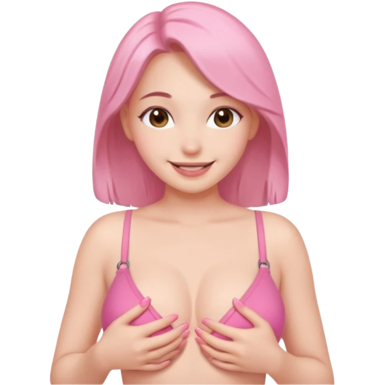 Girl doing this👉🏻👈🏻 while her really big boobs with pink nipples Exposed  without bra emoji