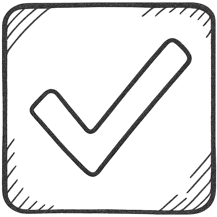 2D orange square with a white check mark inside, hand drawn outlined icon emoji