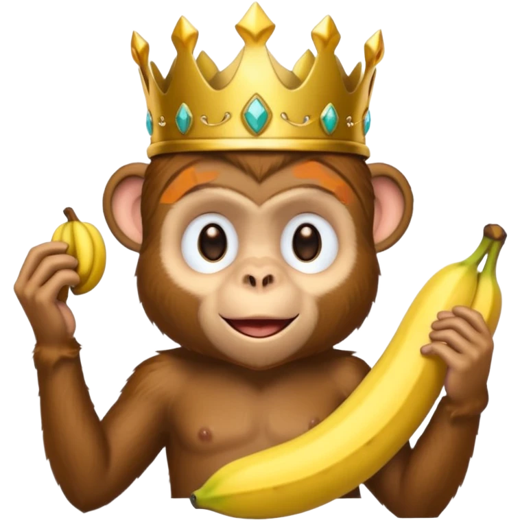 monkey with banana and wearing crown emoji