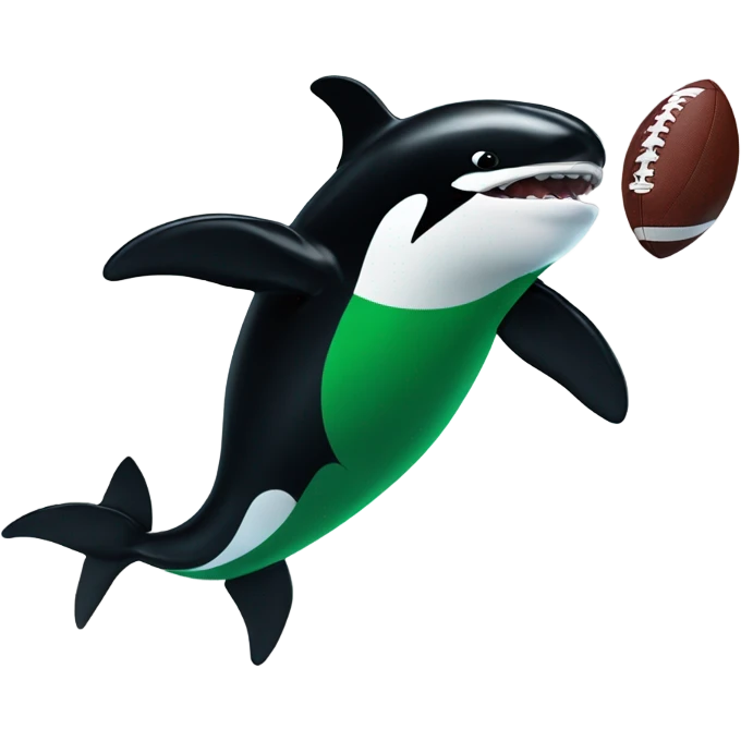 Orca wearing a green football jersey, flexing muscles  emoji