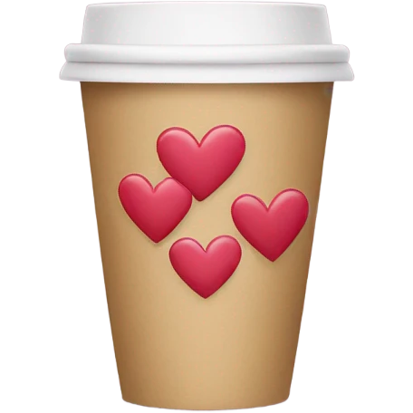 Coffee cups with hearts emoji