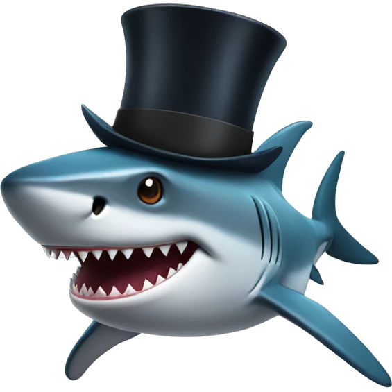 Shark with a top hat emoji