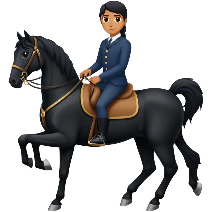 Person sitting on black horse  emoji