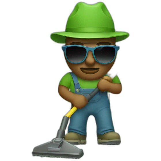 Weed whacker with sunglasses emoji