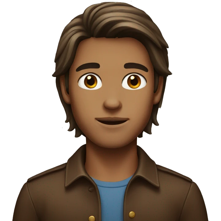 Rich boy with straight brown long hair  emoji