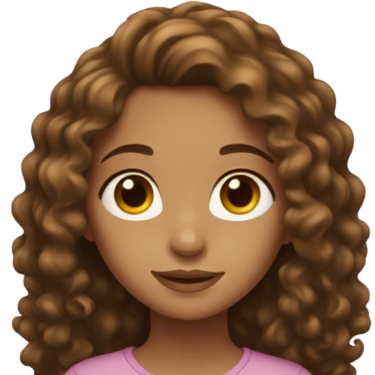 Brown long Curly hair girl and brown eyes emoji