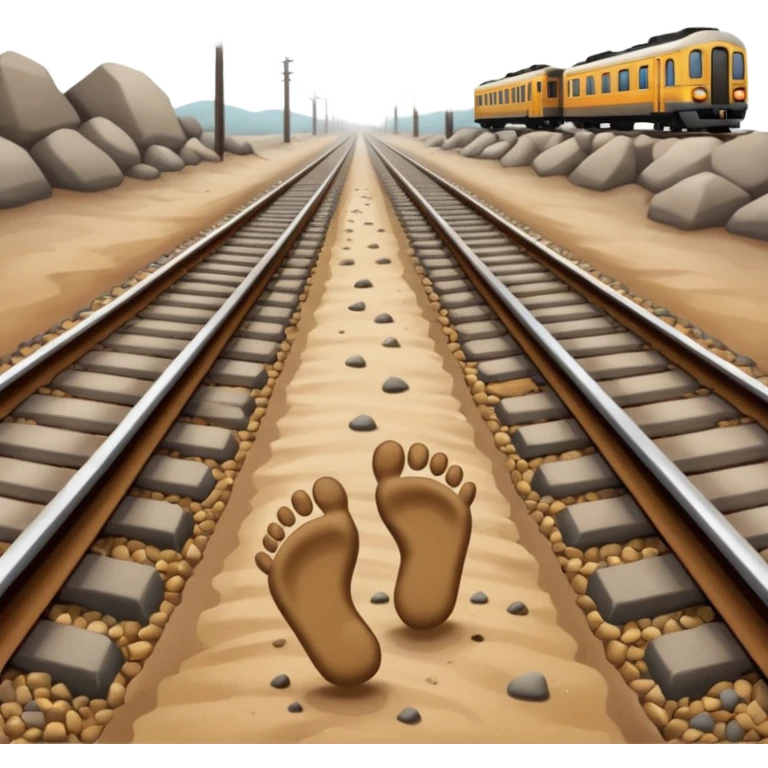 footprints near train tracks  emoji