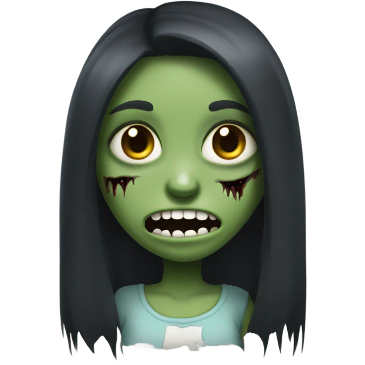 girl zombie with dark long hair with teeth emoji