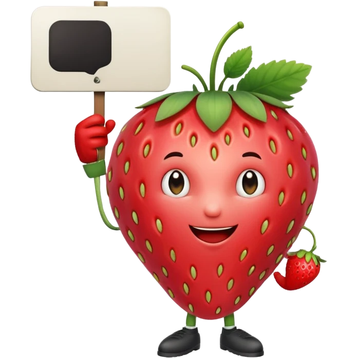 A strawberry holding a large blank sign emoji
