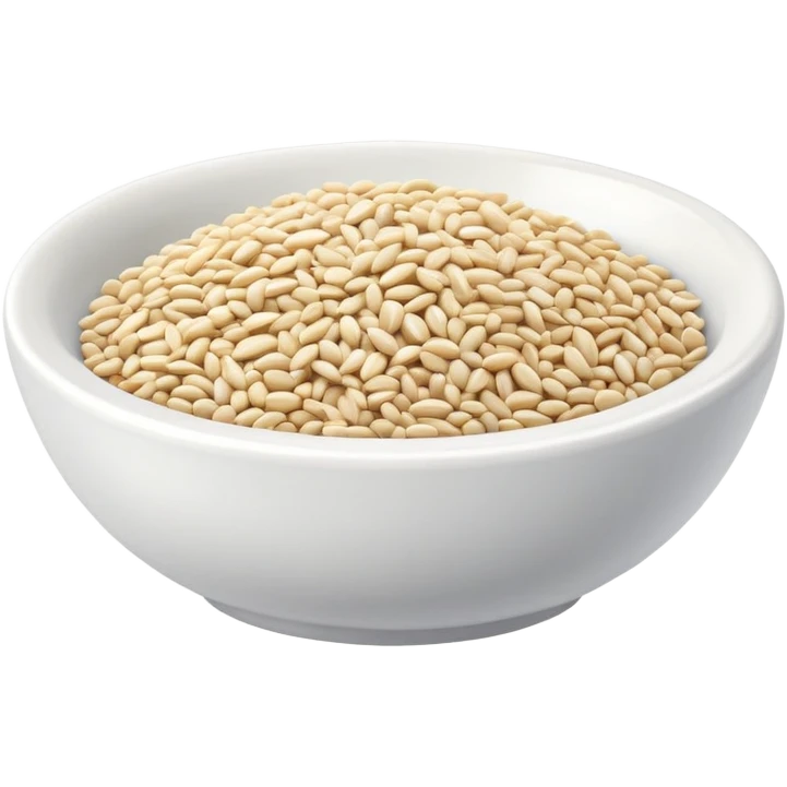 Small white sesame seeds in a ceramic bowl, food ingredients emoji
