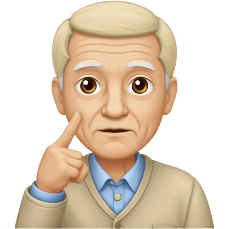 дедушка показывает указательными пальцем на висок  emoji
