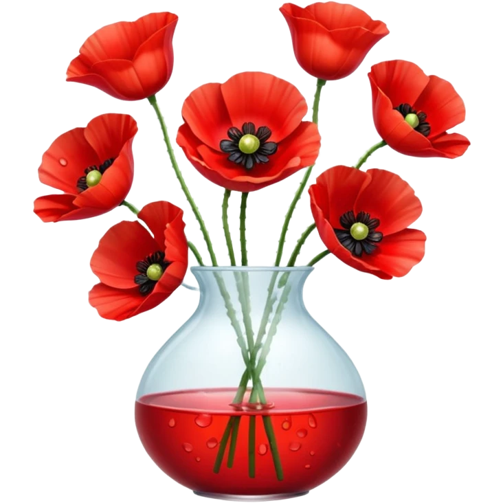 poppy flowers in a clear vase emoji