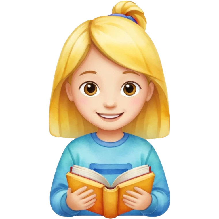 watercolor books and children  emoji