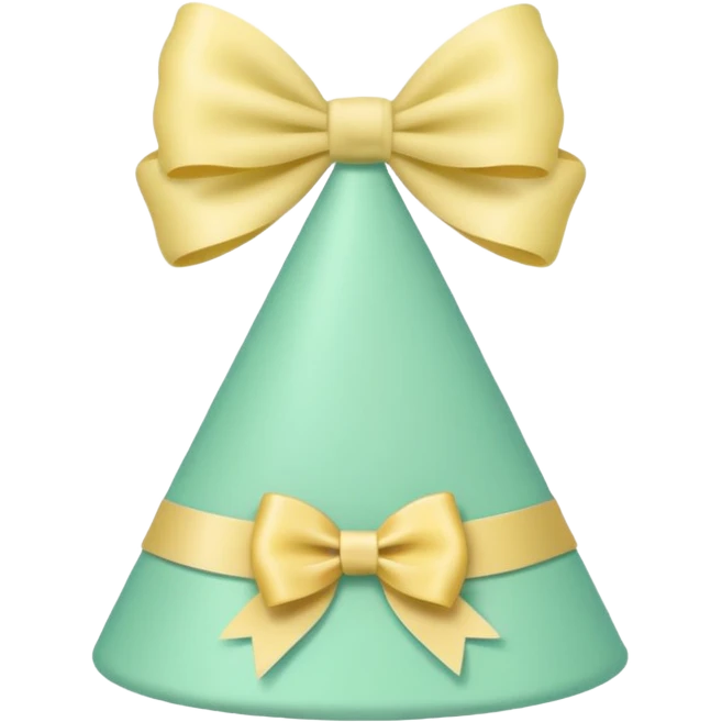 birthday hat with a bow, pastel yellow and mint green colors emoji