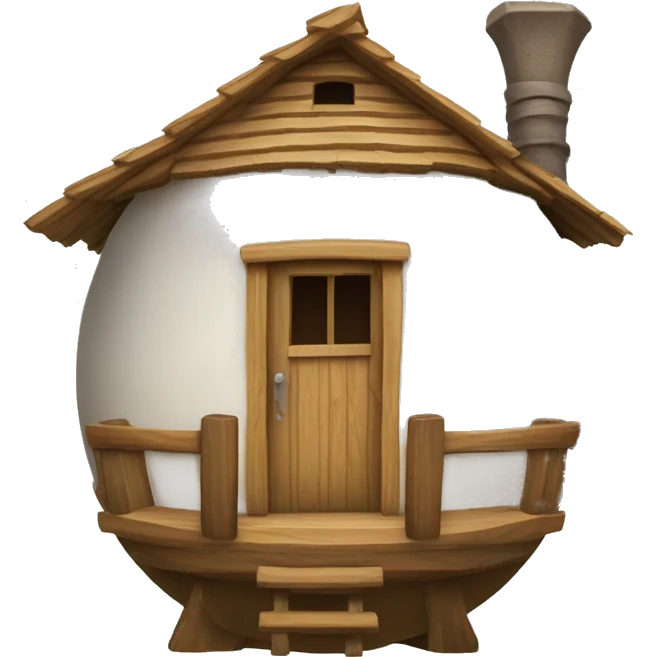 Maison en bois ronde avec flèche emoji