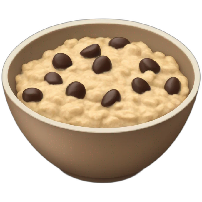 oatmeal bowl with chocolate chips emoji