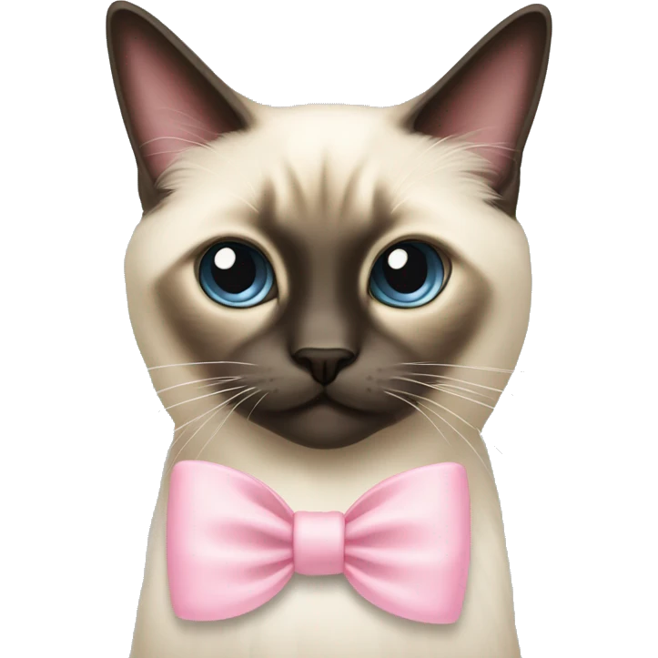 Long haired Siamese cat with pastel pink bow emoji