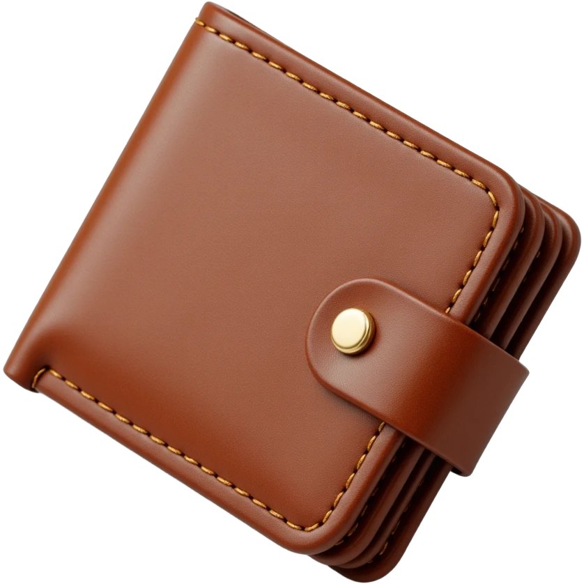 lifelike leather wallet icon showing texture and stitching in skeuomorphism style emoji