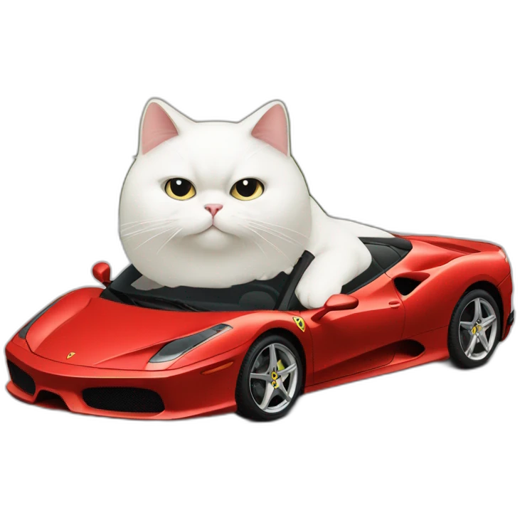 Fat-White-cat-driving-ferrari emoji