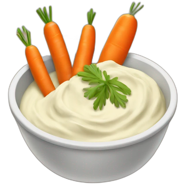 ranch dip with carrots, in the style of IOS emoji emoji