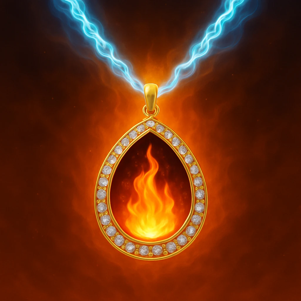 Replace the dark void with a small, powerful flame inside the pendant emoji