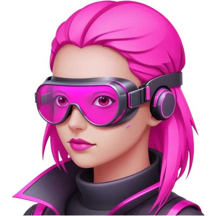 cyberpunk pink protective glasses, neon pink lenses, futuristic welding eyewear emoji