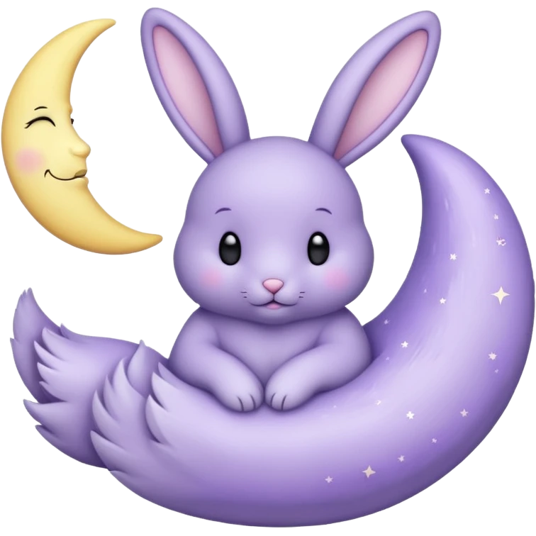 Lavender bunny holding a moon 🌙 🐰 emoji