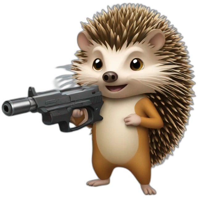 hedgehog weilding a gun emoji
