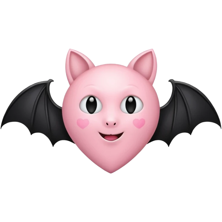Light pink heart with a black bat emoji