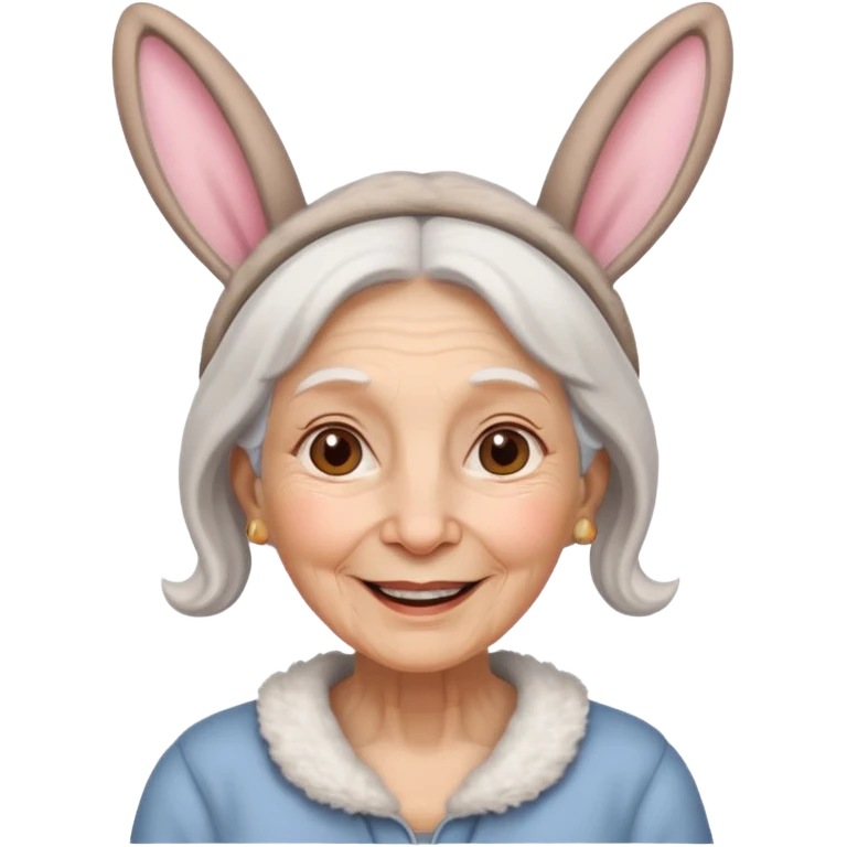 old woman with bunny ears emoji