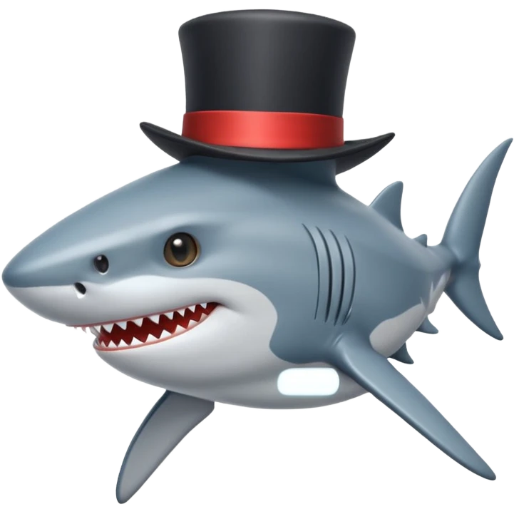 Shark with a top hat emoji
