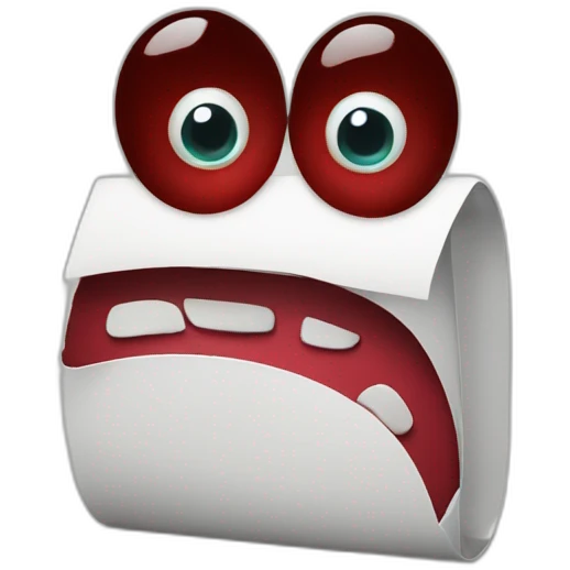 Letter R with eyes and mouth like an Dark red emoji