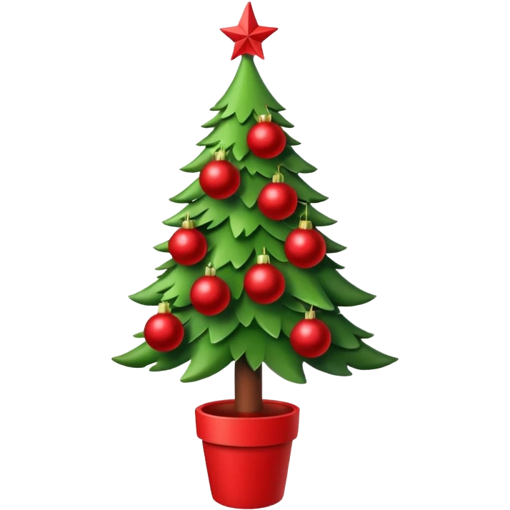 christmas tree with red balls and just the coffe stem down emoji