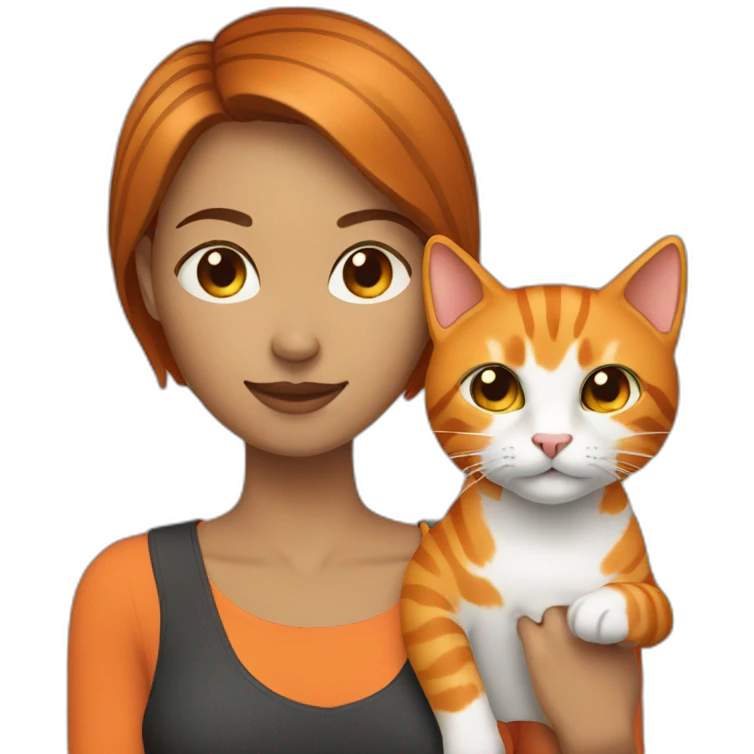 women-medium-short-hair-with-orange-cat-in-her-hand emoji