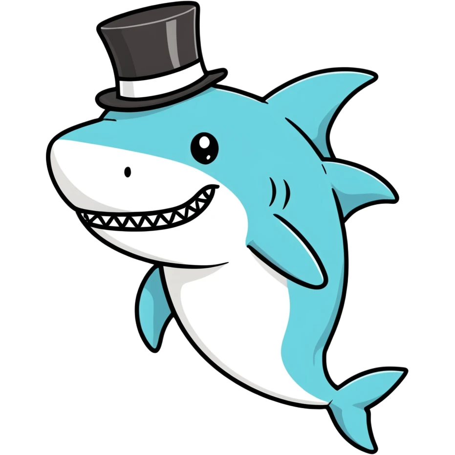 Shark with a top hat emoji