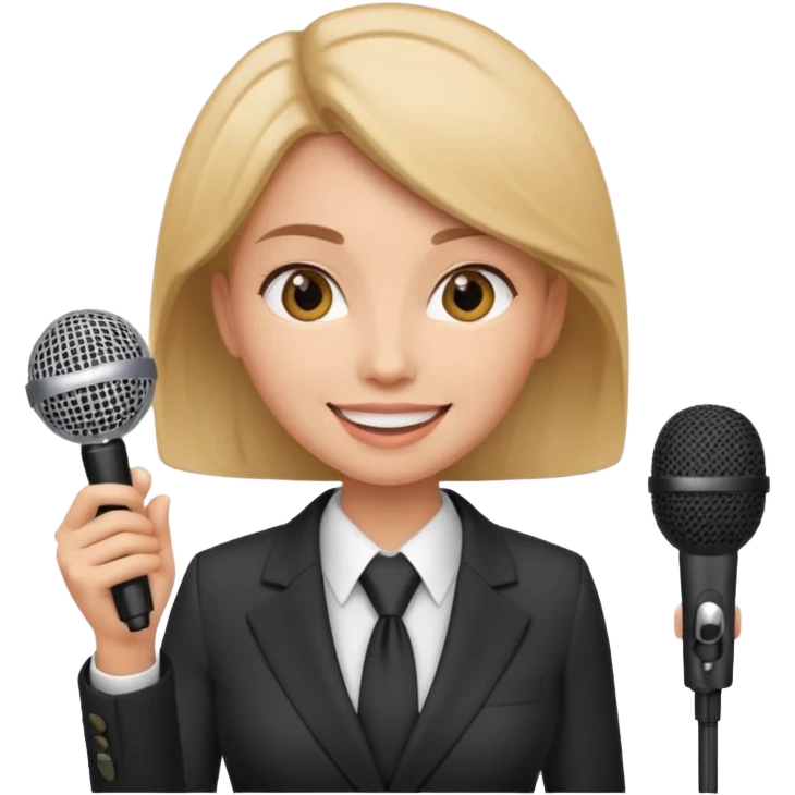 a office woman presenting her idea with microphone smiling
 emoji