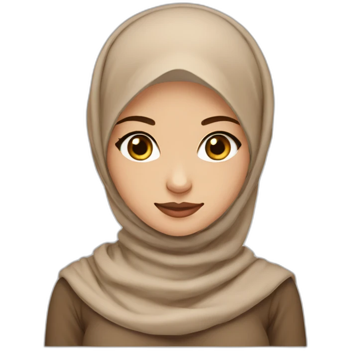Fair skin hijab woman, nude colour hijab and light brown dress emoji