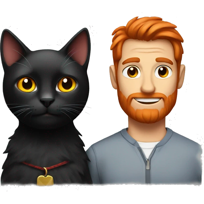 Black cat with red haired man emoji