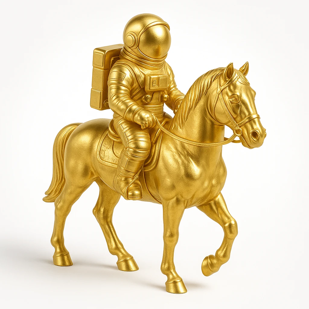 astronaut on horseback with stars in background emoji