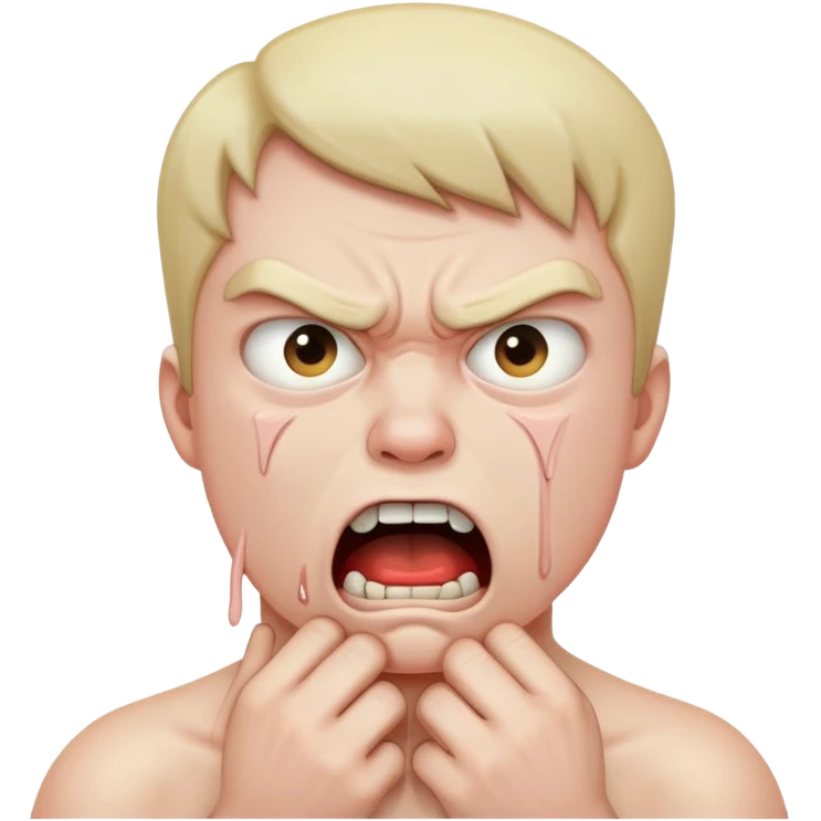 Angry face choking himself emoji