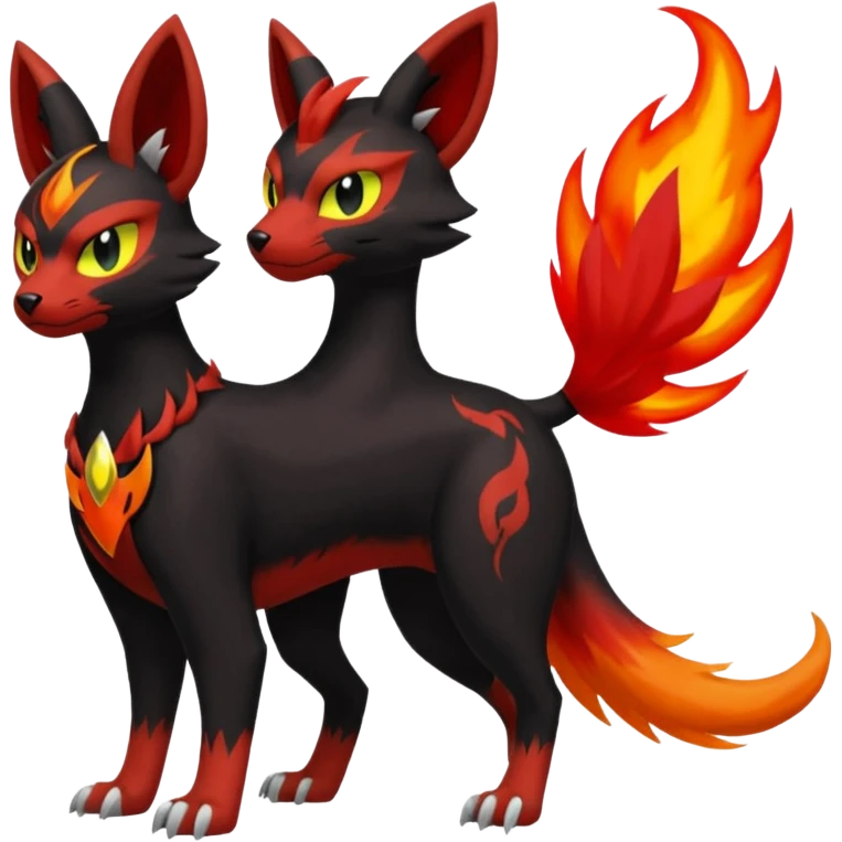 Darkrai-Litten-Torracat-Houndoom-Meloetta-Fakémon-creature-hybrid-fusion, full body emoji