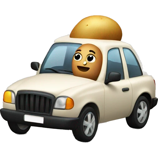 a potato driving a car emoji
