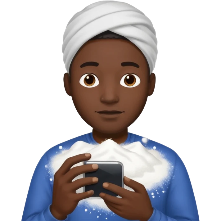 black man holding a phone with three lines of coke on it horizontally  emoji